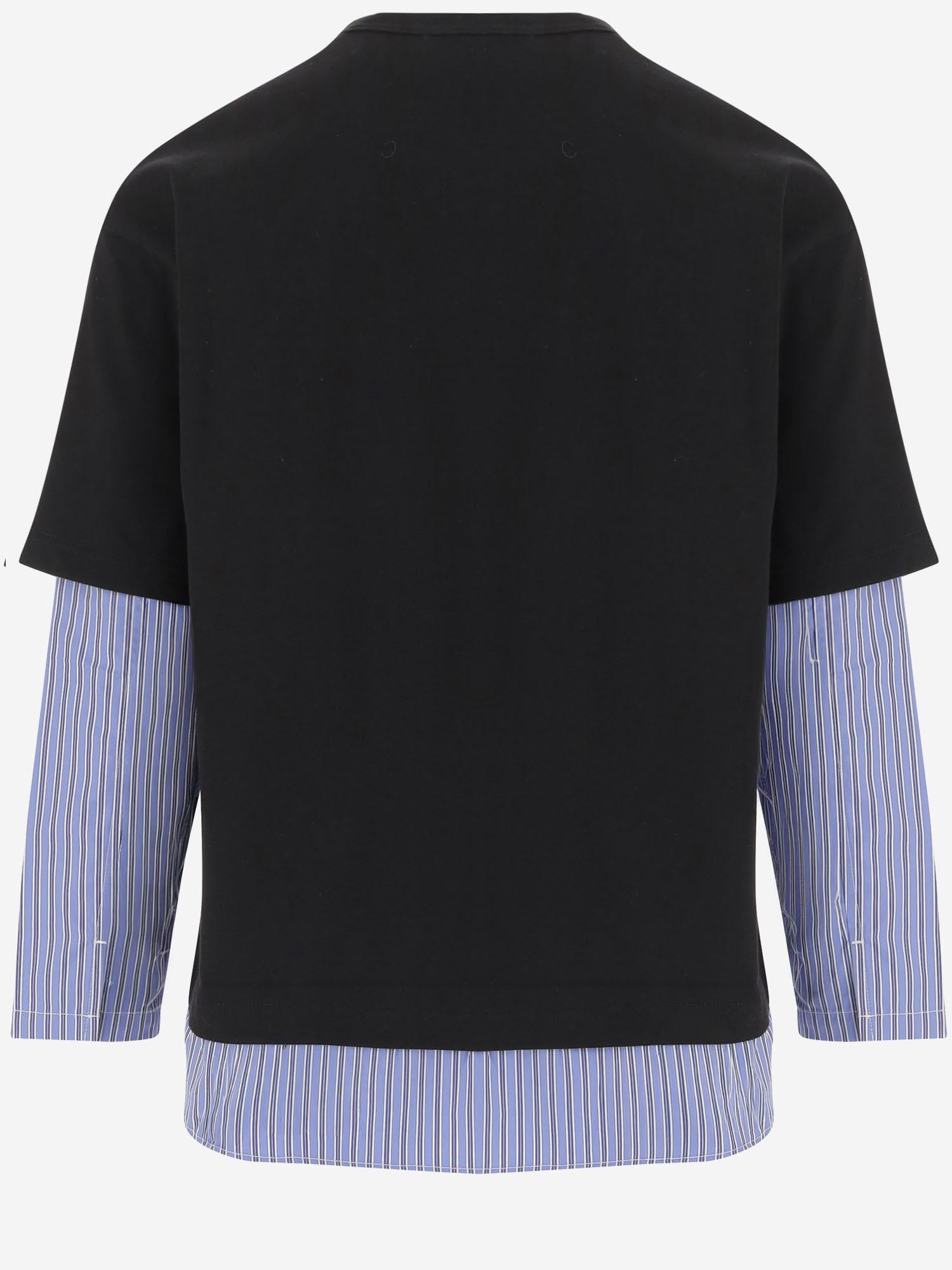 Cotton Layered-Stripe T-Shirt — Black