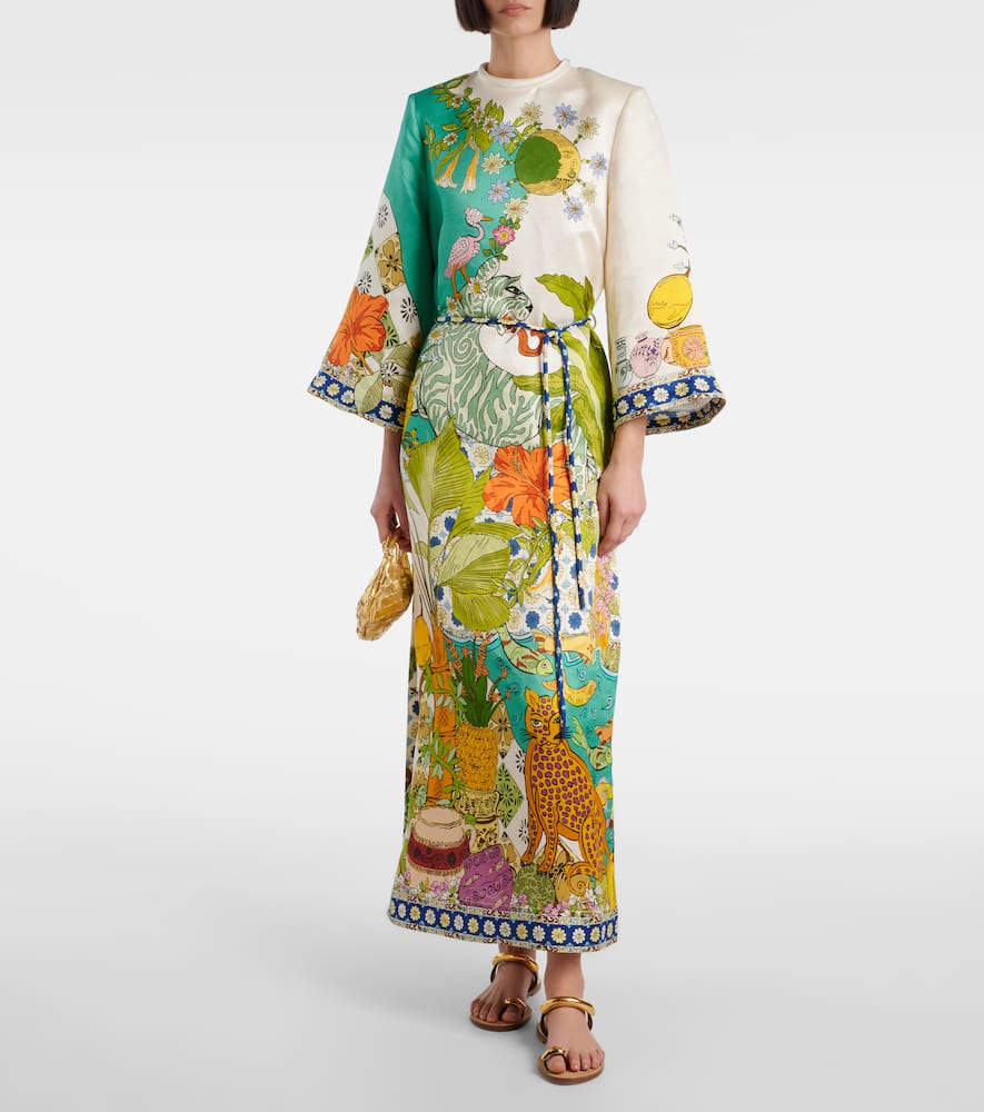 Alémais Printed hemp and silk maxi dress