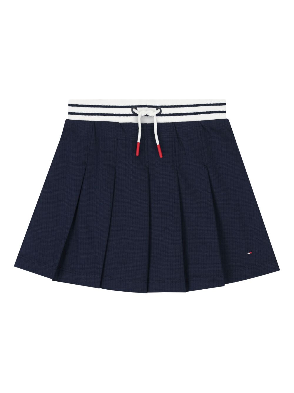 Pleated striped-waistband skirt - Blue