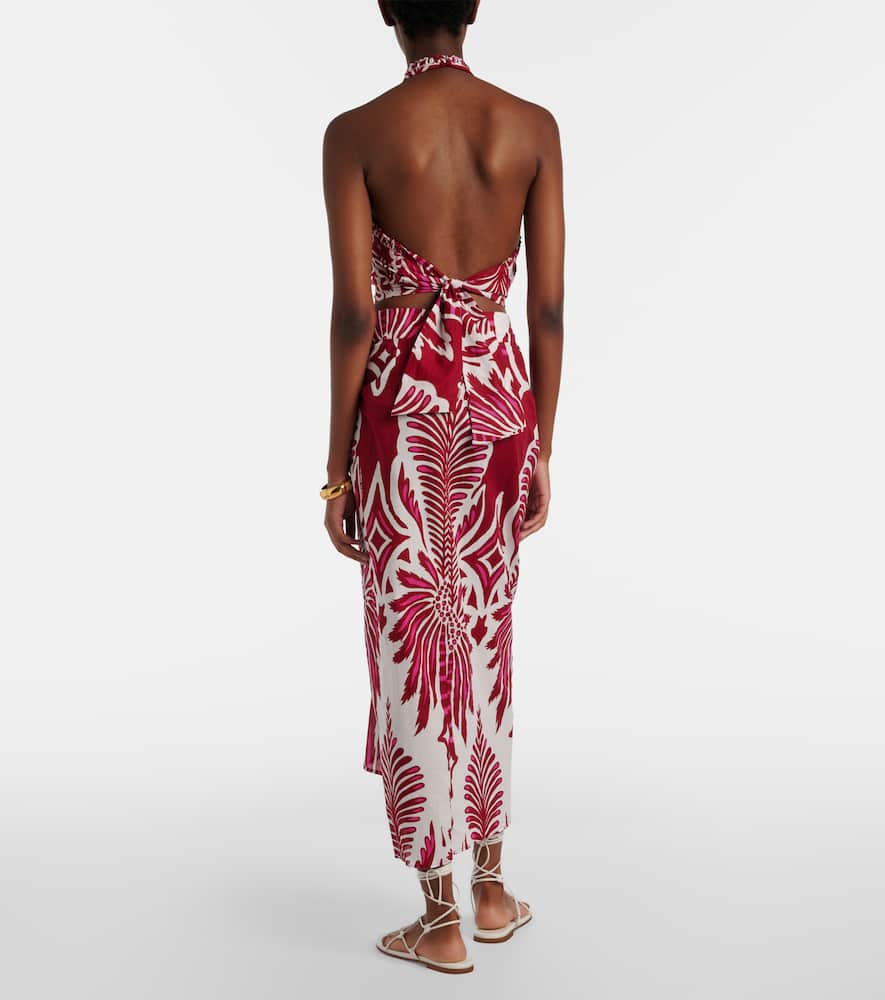 Uma floral gathered cotton midi skirt