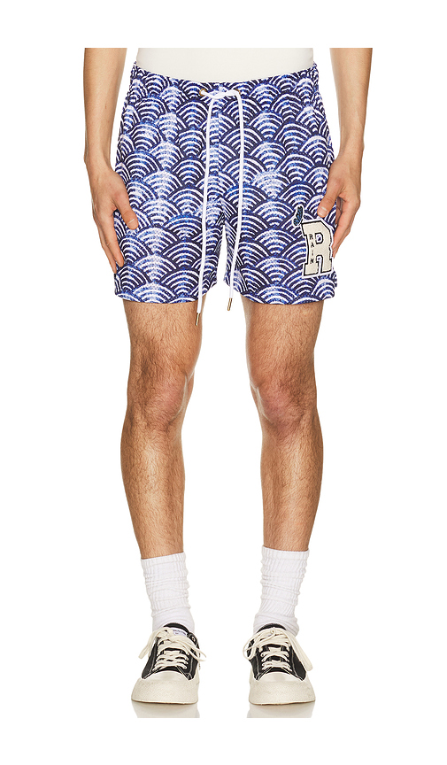 Ryoko Rain Seigaiha Waves Shorts in Blue. - XL/1X also in S