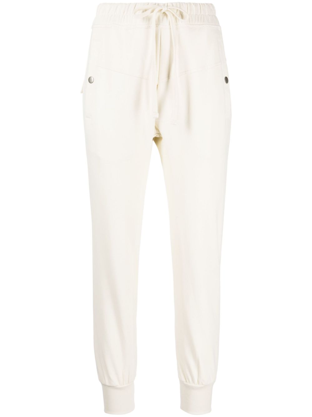 Drawstring cotton-blend trousers - Neutrals