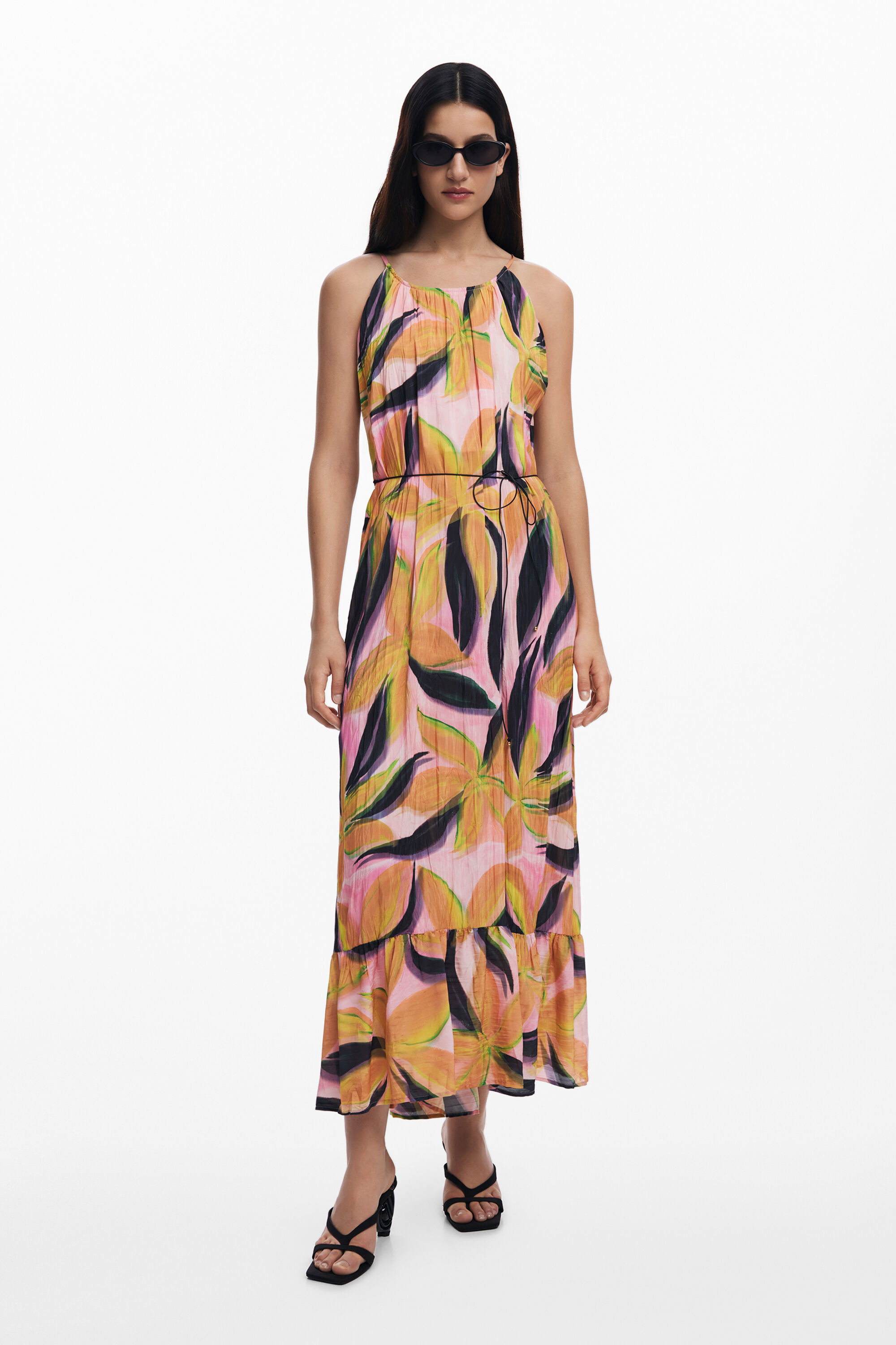 Crinkled effect midi dress