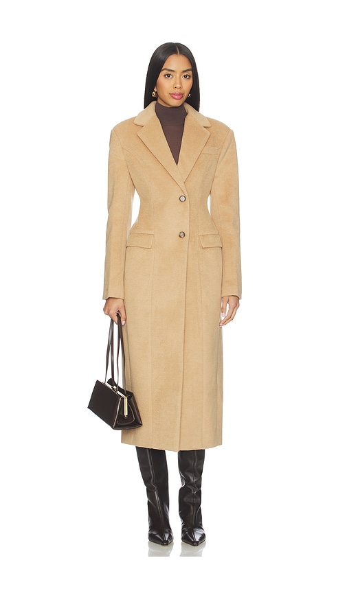 Line & Dot Mellow Coat in Tan. M. Also in