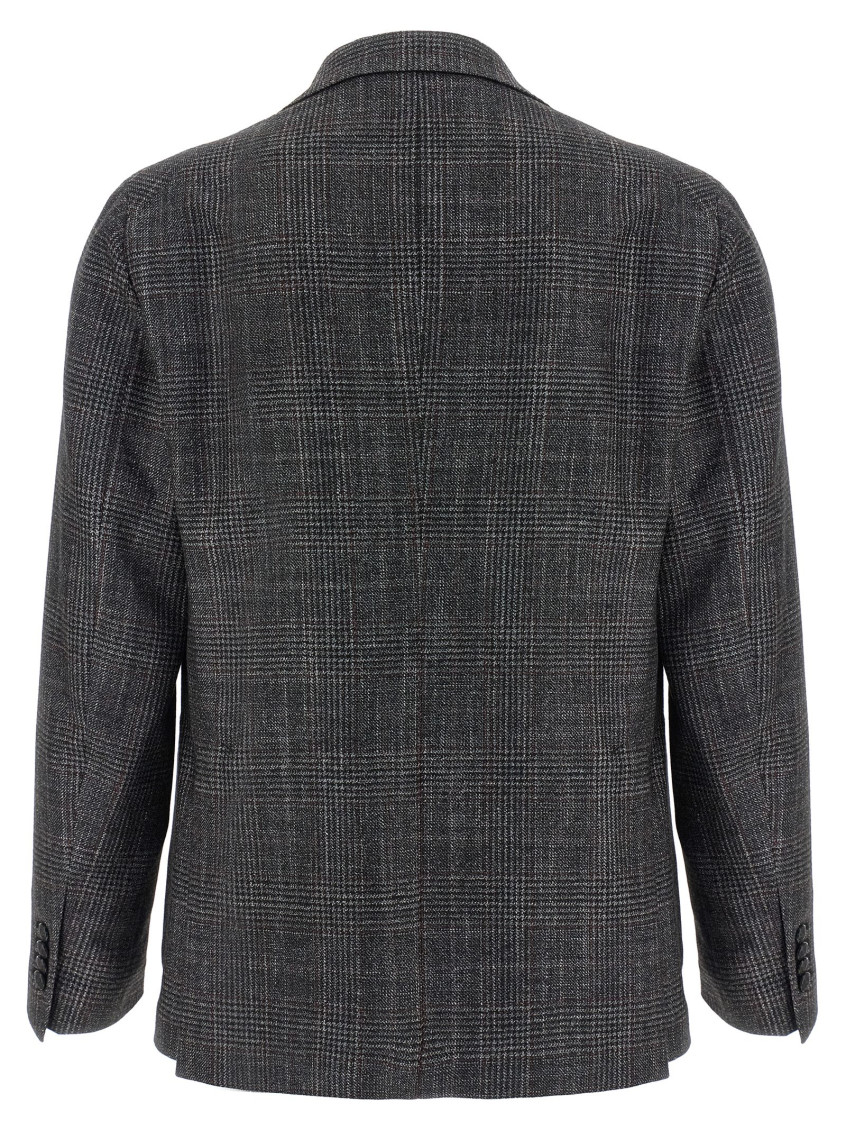 Check Patterned Blazer Gray