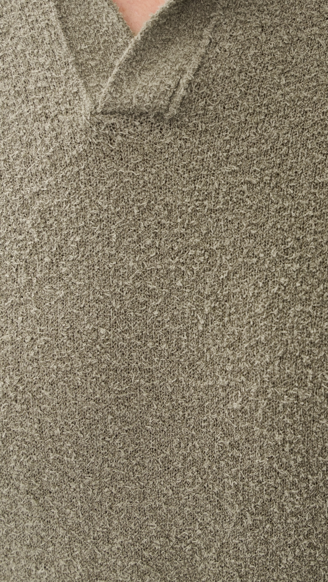 Boucle Knit Polo Pebble Green