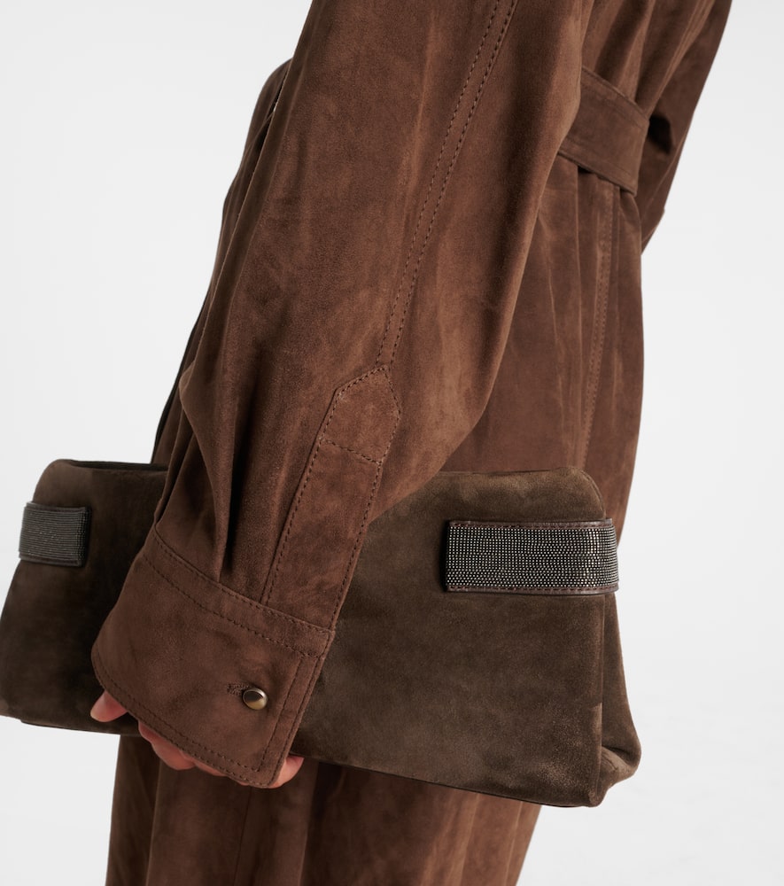 Belted suede coat