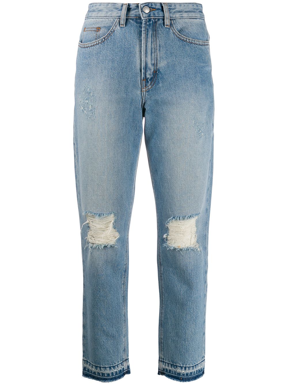 Distressed straight jeans - Blue