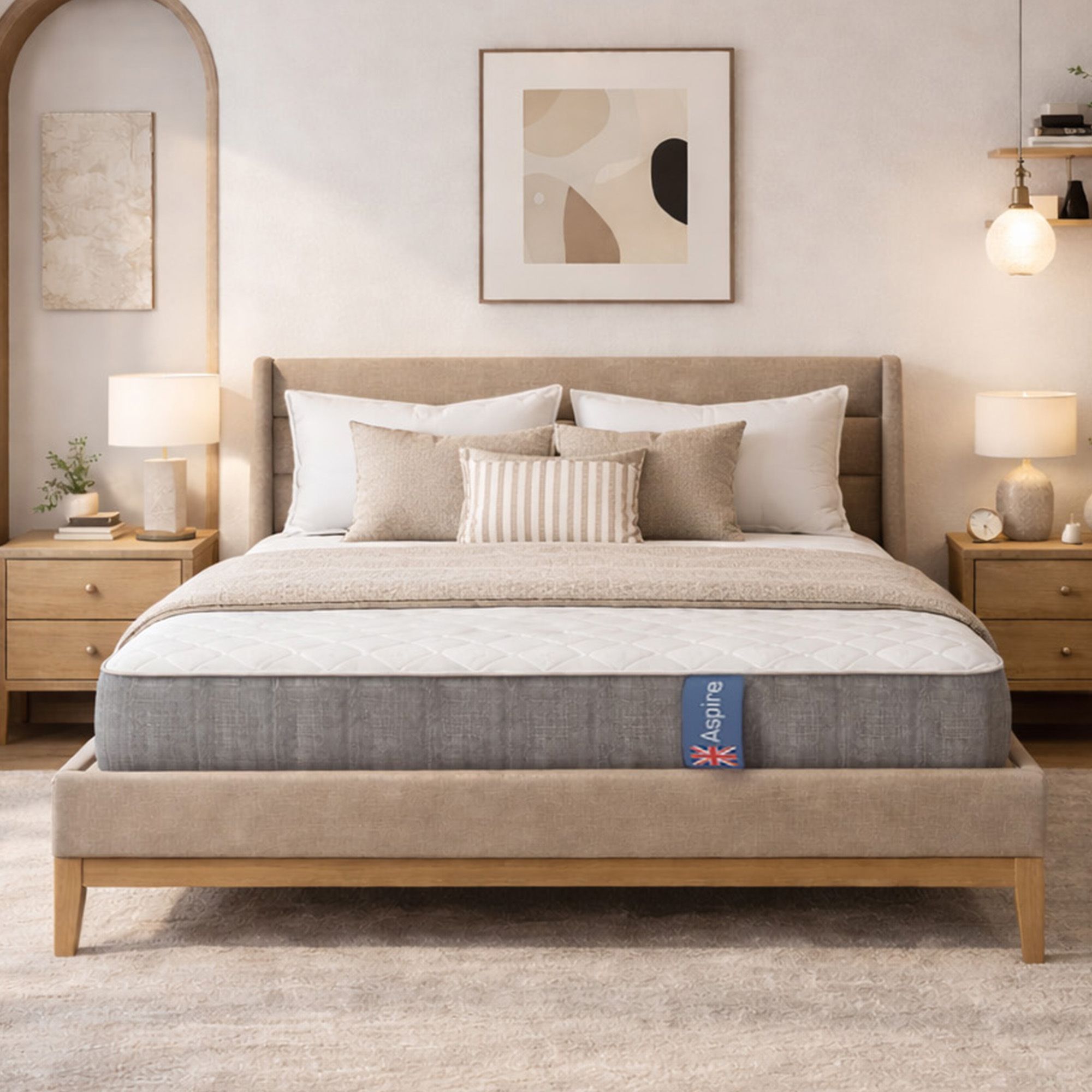 Aspire Unisex PureRest Wool Hybrid Mattress Medium Firm 1000 Pocket Spring in White | : Small Single