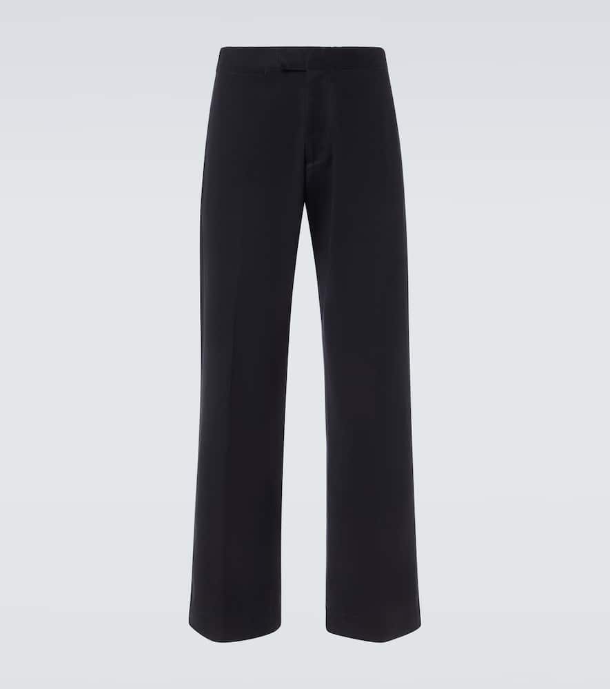 Cotton drill wide-leg pants