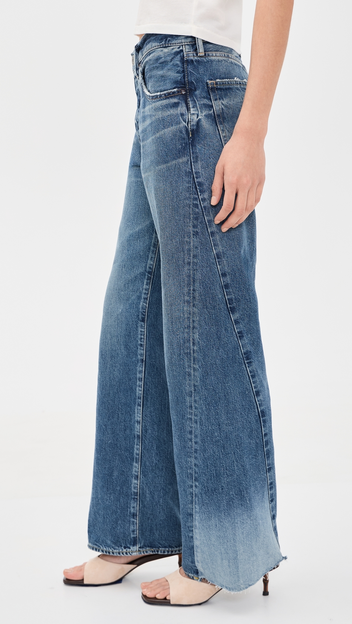 Panel Wide Jeans Blue