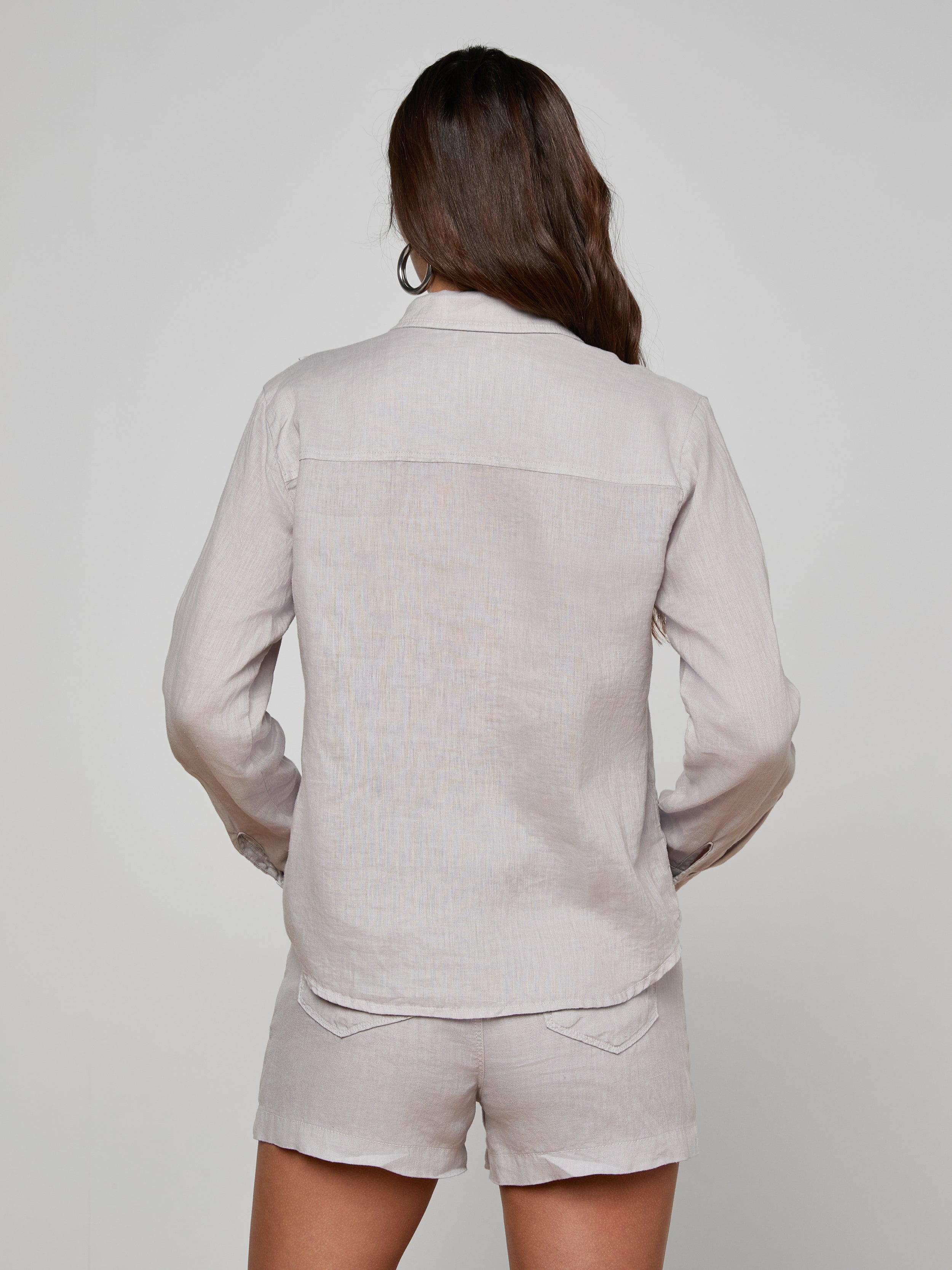 Isla Linen Shirt In Light Pewter
