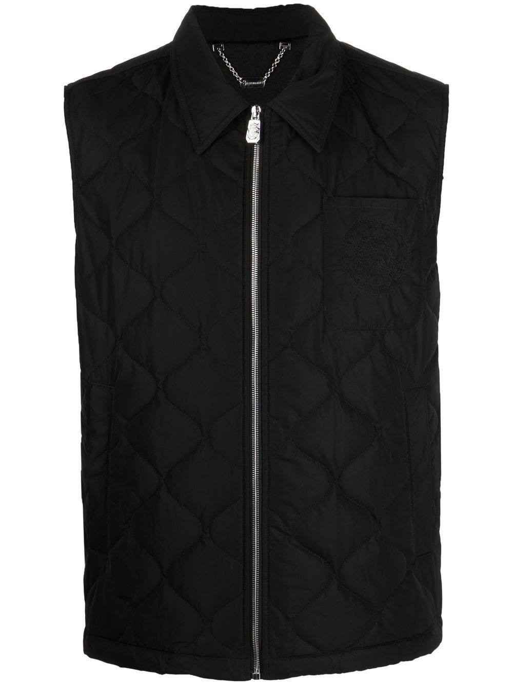 Embroidered quilted gilet - Black