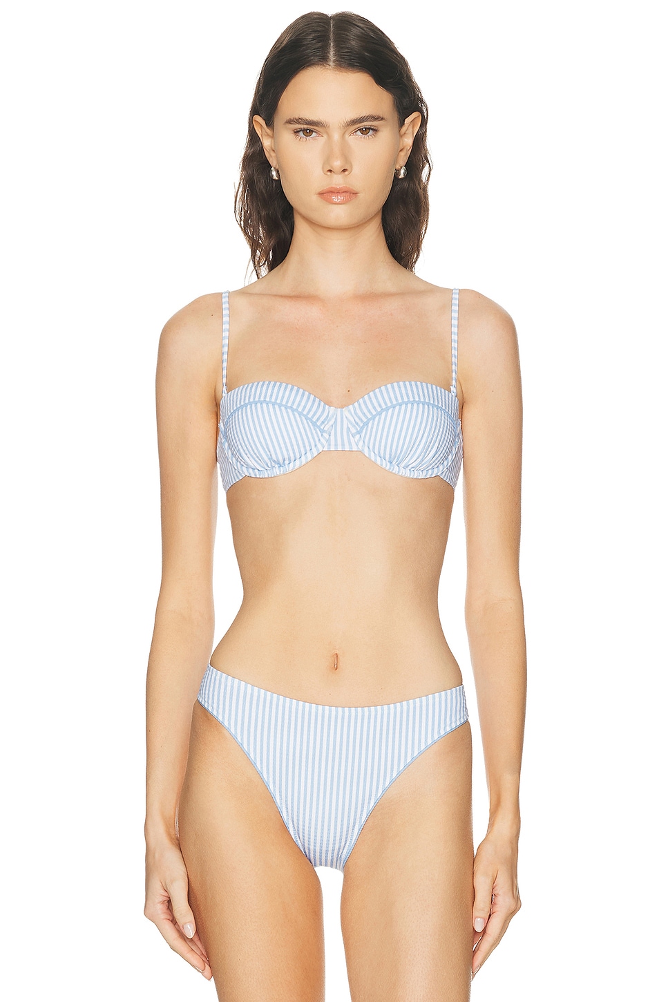 Solid & Striped BIKINI-OBERTEIL JULIETTE in Blue Lagoon - Baby Blue. M also in XS