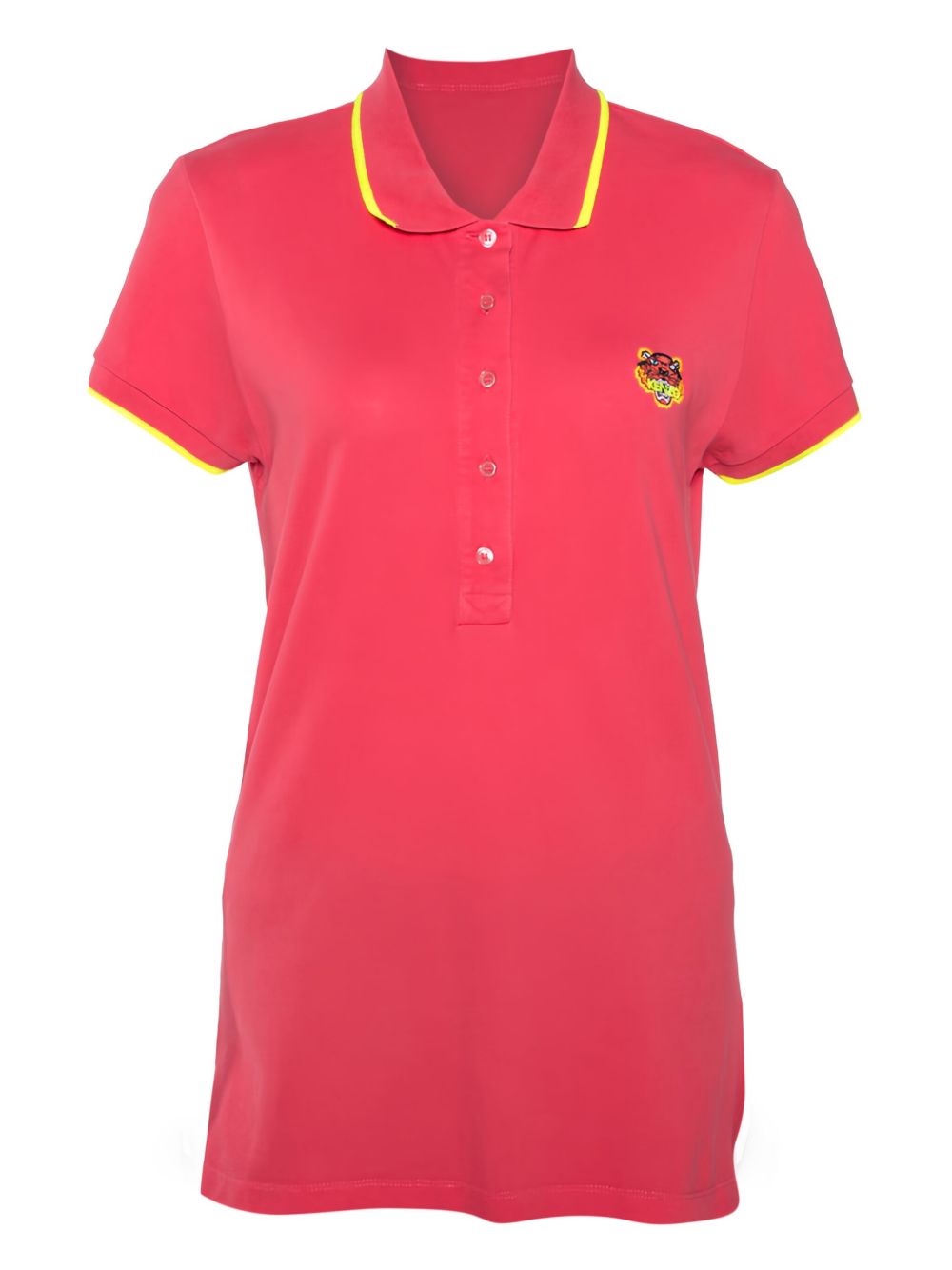 Tiger-embroidered polo top - Pink