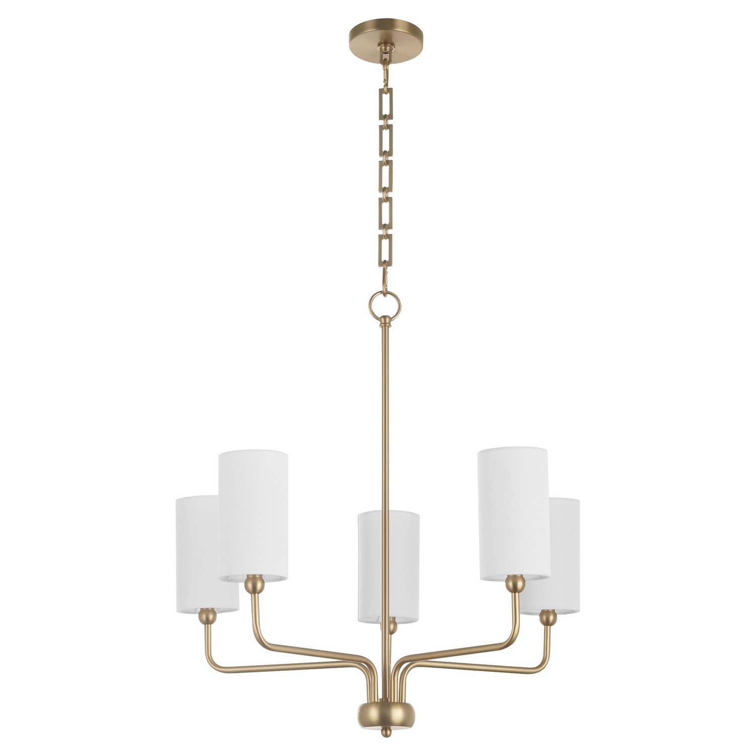 Aged Brass Five Light Chandelier from the Charlotte Collection