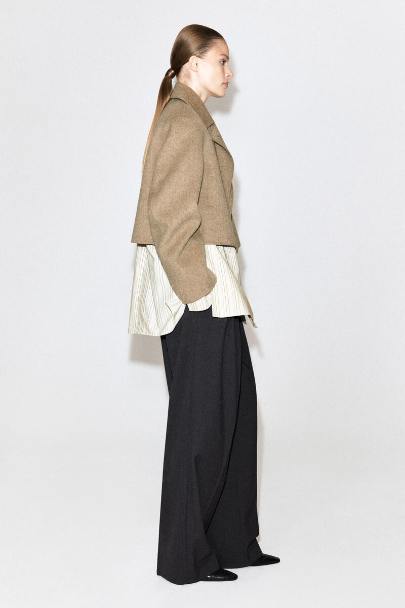 Oversized Cropped Double-Faced Wool Jacket