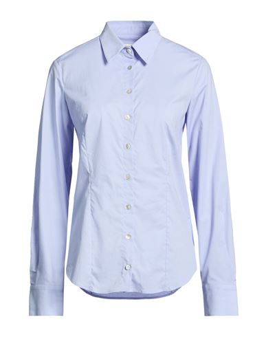 Woman Shirt Azure Size 8 Cotton, Elastane
