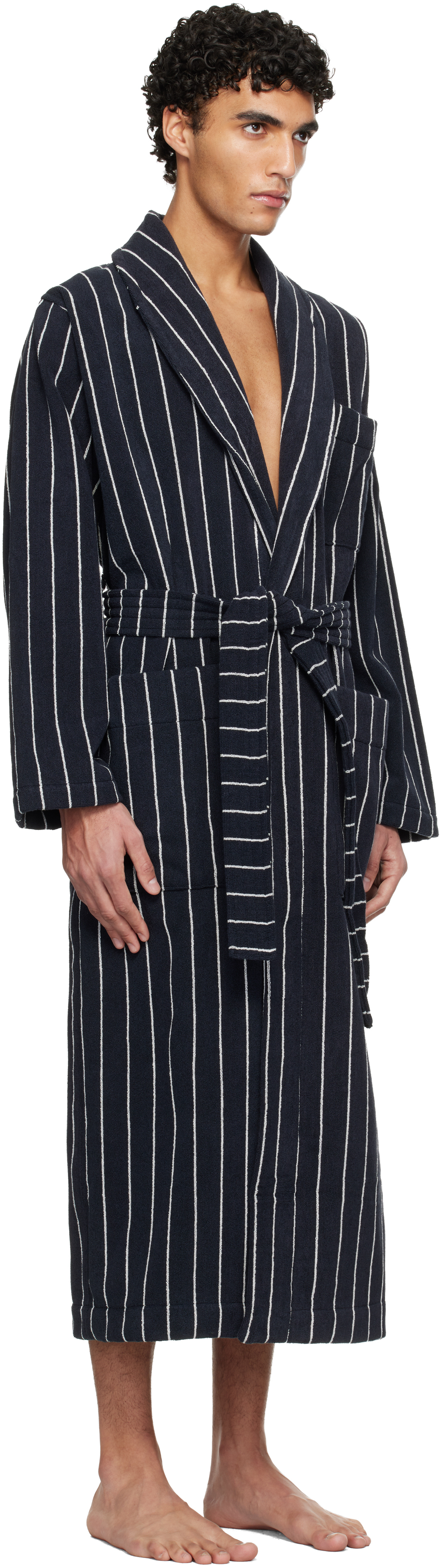 Navy & White Terry Classic Bathrobe