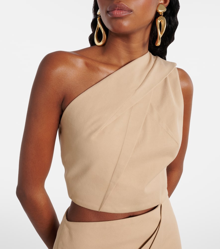 Cutout cotton-blend twill maxi dress
