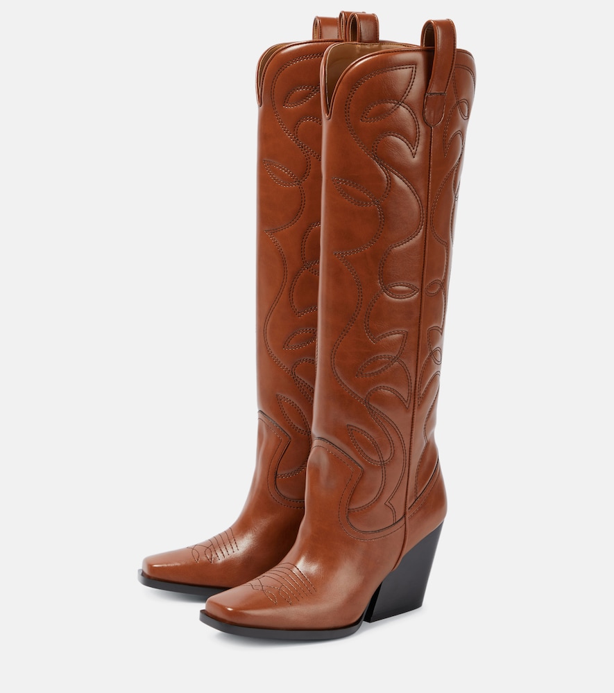 Faux leather cowboy boots