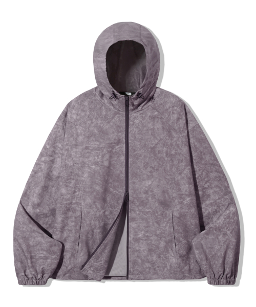 Pigment Dyed Hooded Zip-Up Windbreaker_Purple