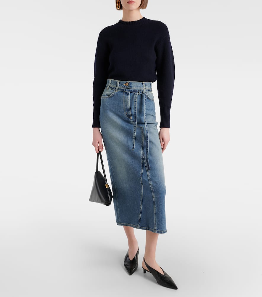Altuzarra Grace paneled denim midi skirt