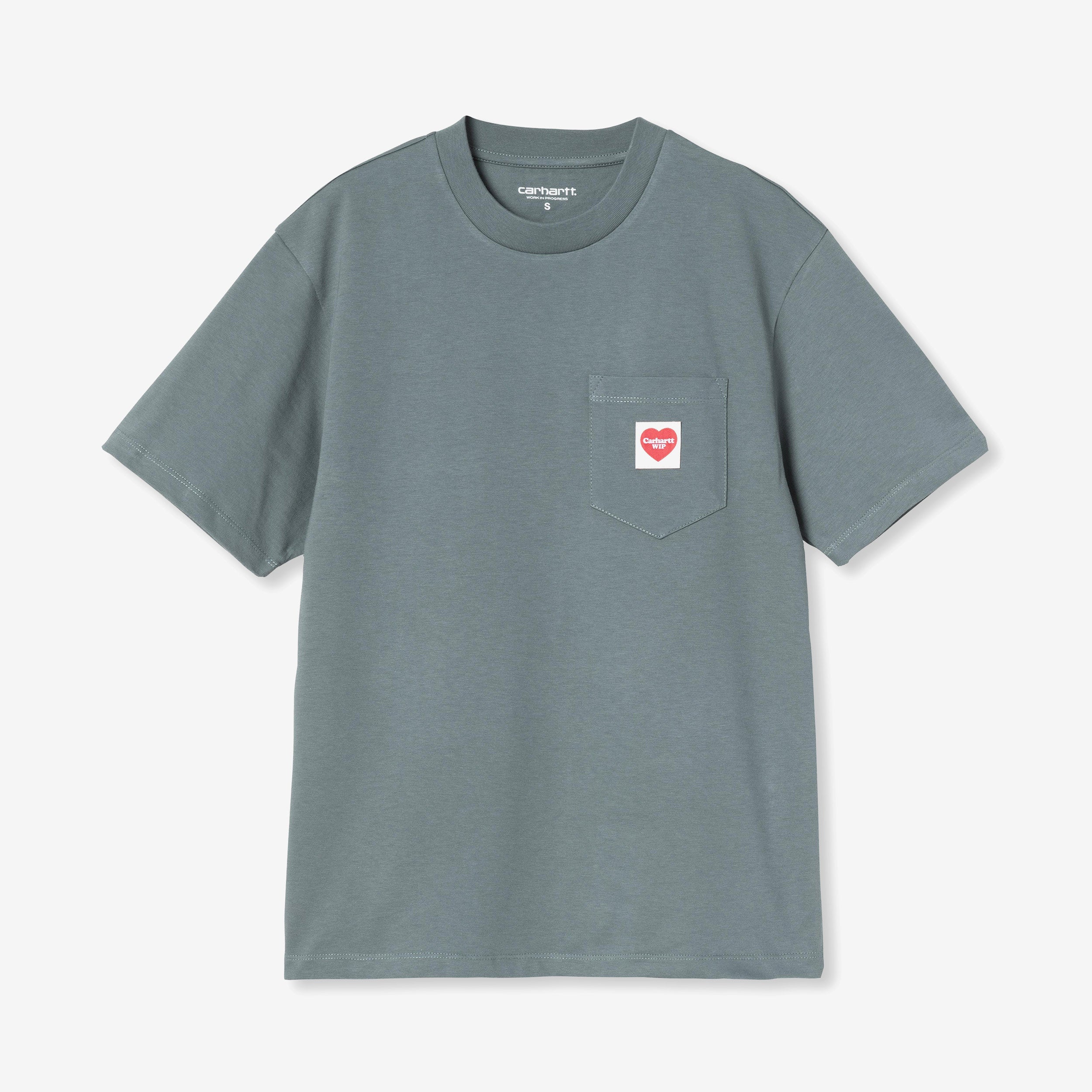 Carhartt WIP Wmns Short Sleeve Pocket Heart T-Shirt - Cozy Blue / Red - female