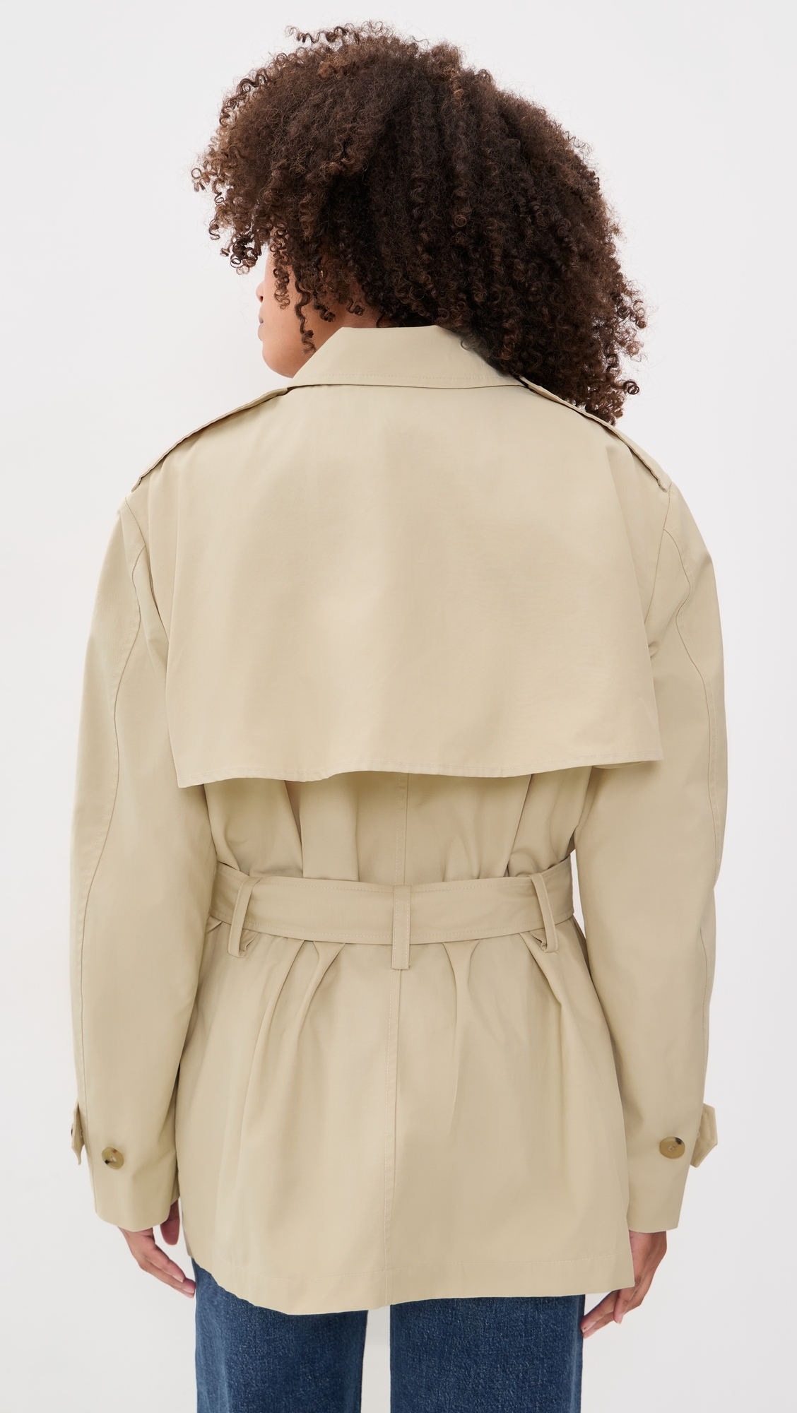 Cotton Blend Short Trench Jacket Lt Maiz