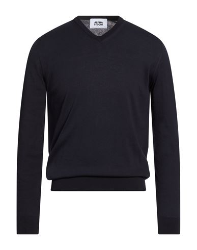 Man Sweater Midnight blue Size 44 Cotton