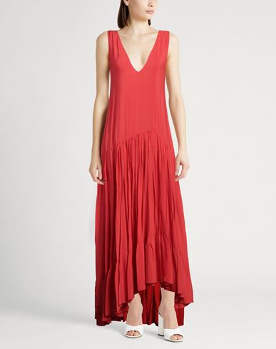 Jucca Woman Maxi dress Tomato red Size 6 Acetate, Silk