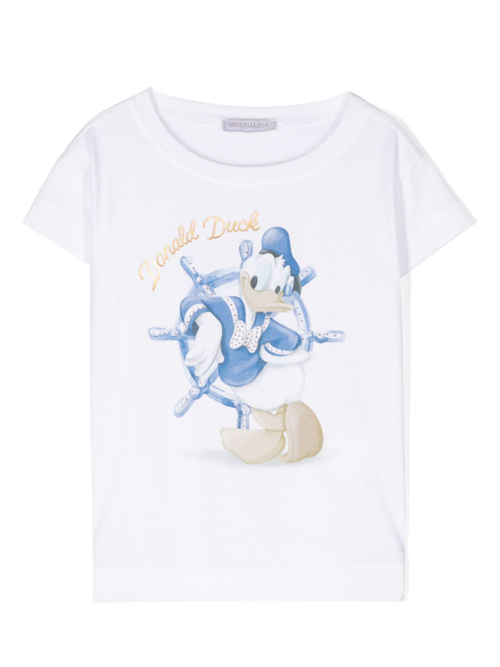 Graphic-print rhinestone-embellished T-shirt - White