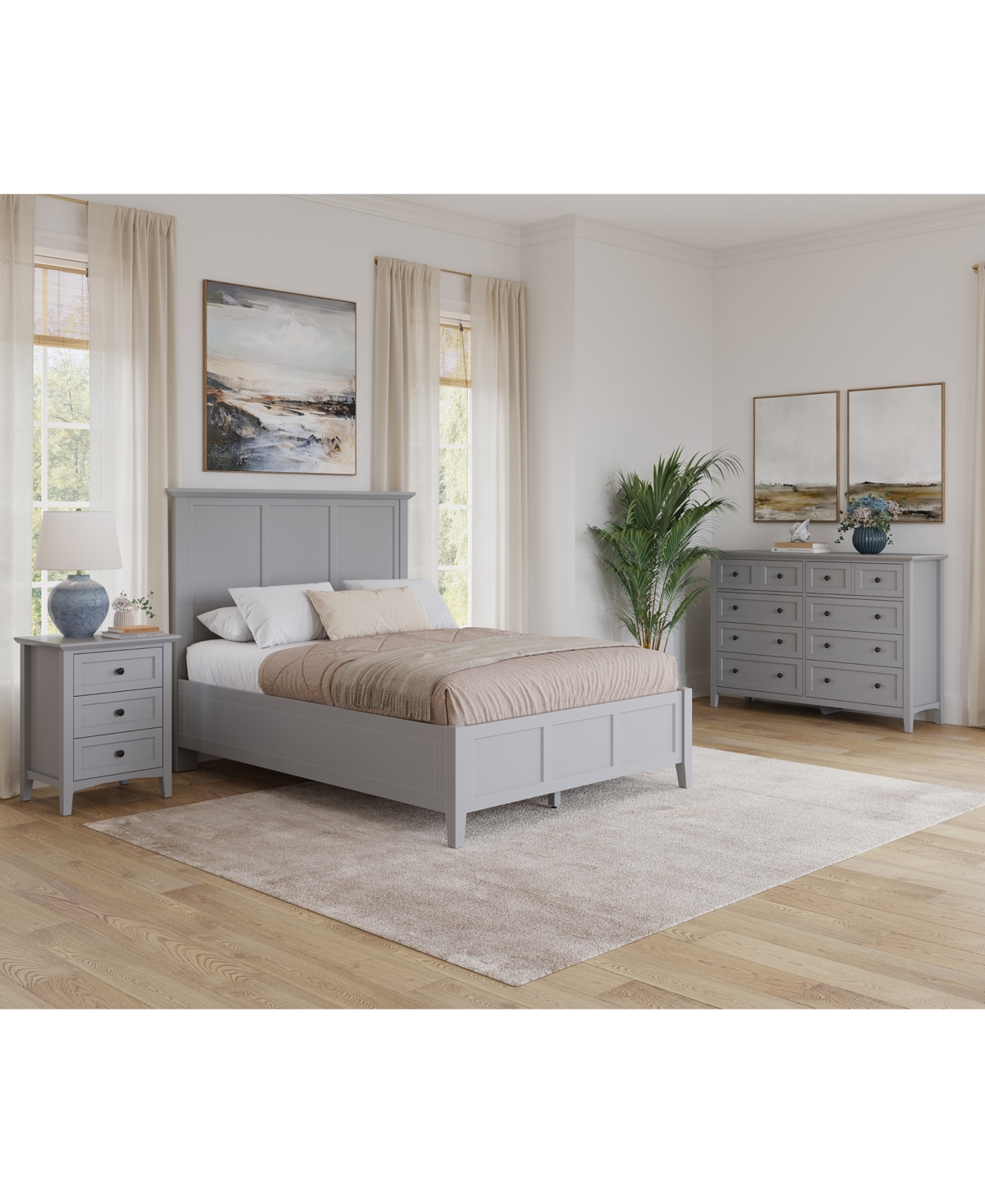 Hedworth California King 3-Pc. Set (Bed, Dresser & Nightstand) - Grey