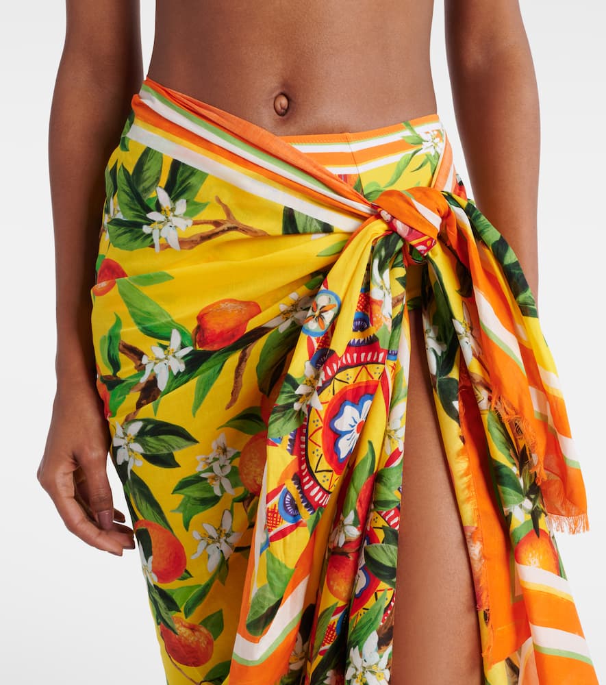 Printed cotton beach cover-up