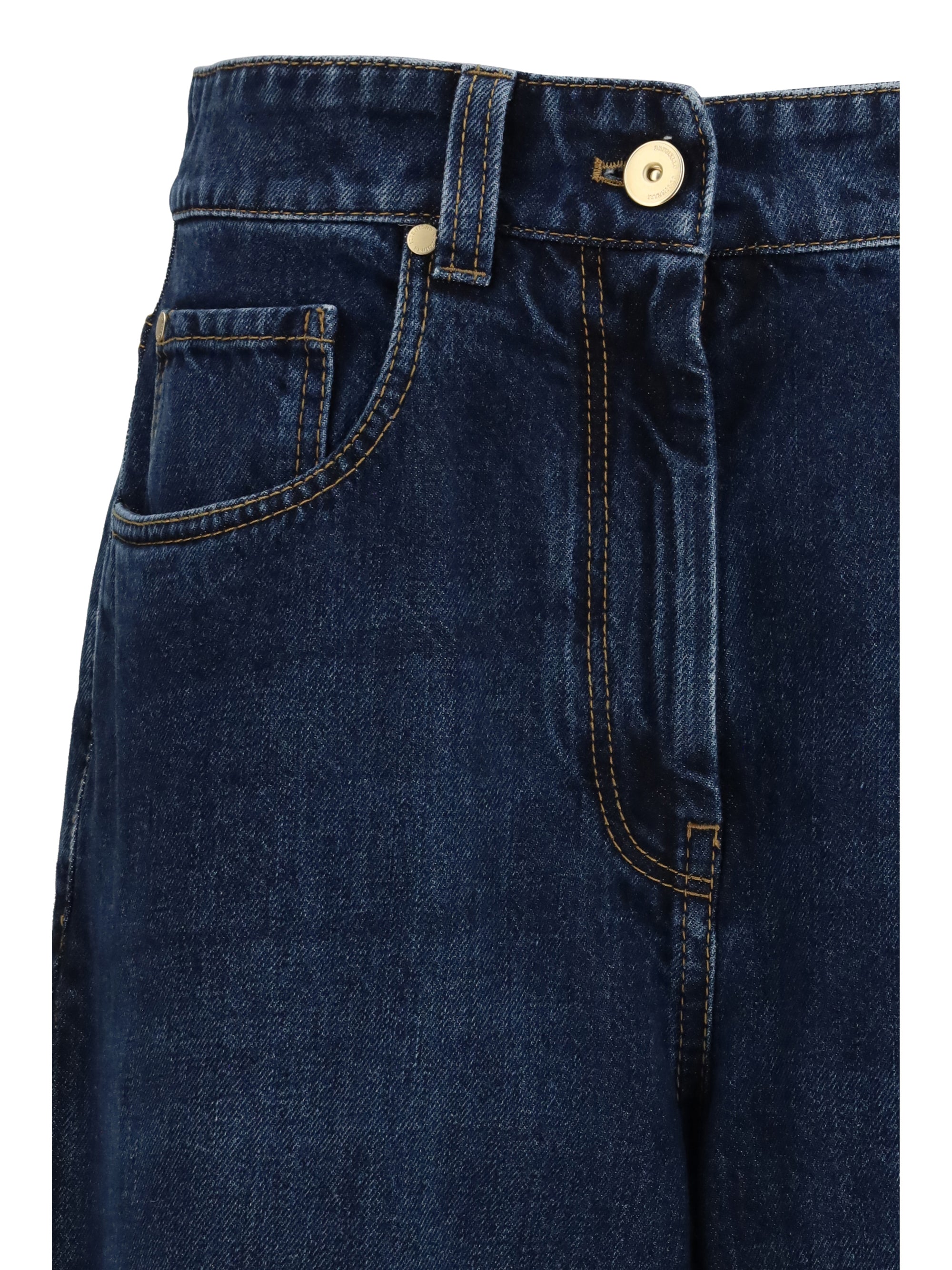 Barrel-Leg Denim Jeans — Navy