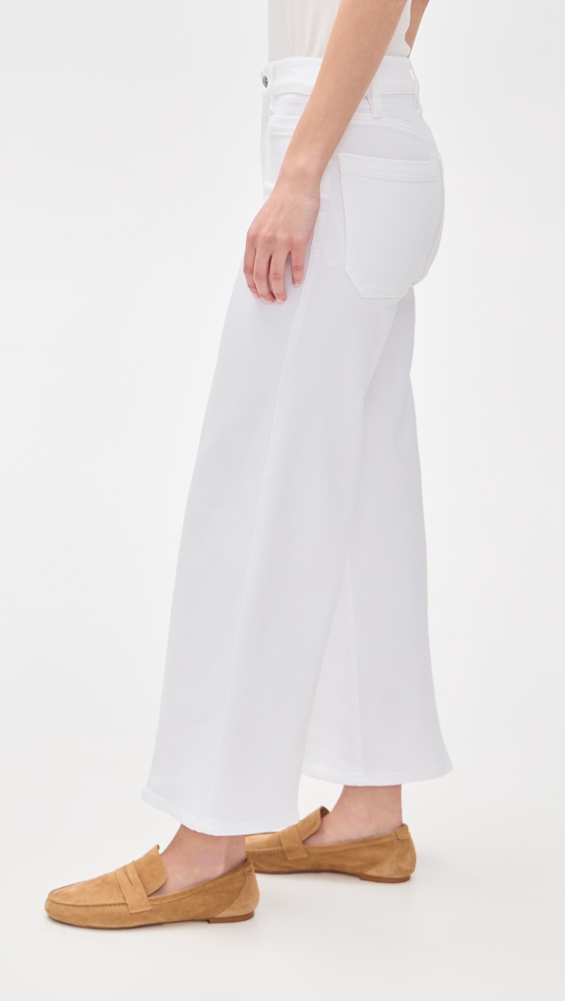FRAME Le Slim Palazzo Modernist Pocket Jeans White