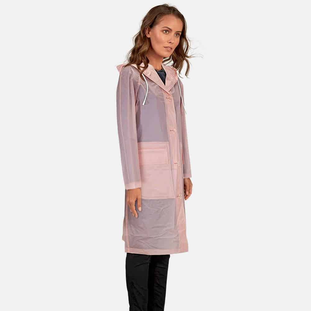 Ladies Rose Pink Transparent Trench Coat