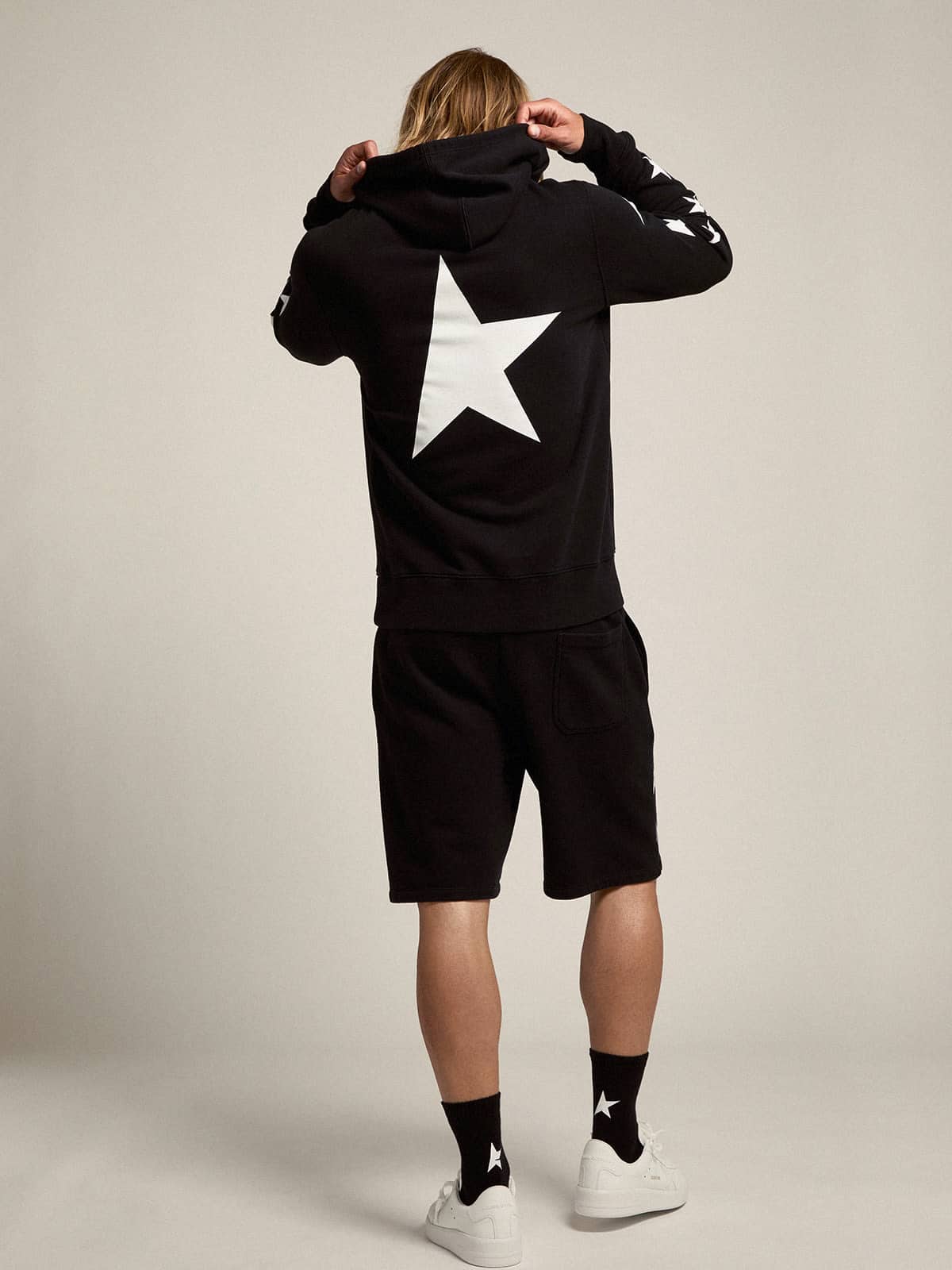 Golden Goose - Black Alighiero Star Collection Sweatshirt With Contrasting White Stars, Man