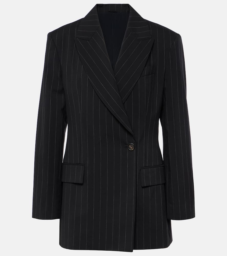 Pinstripe wool and cotton blazer