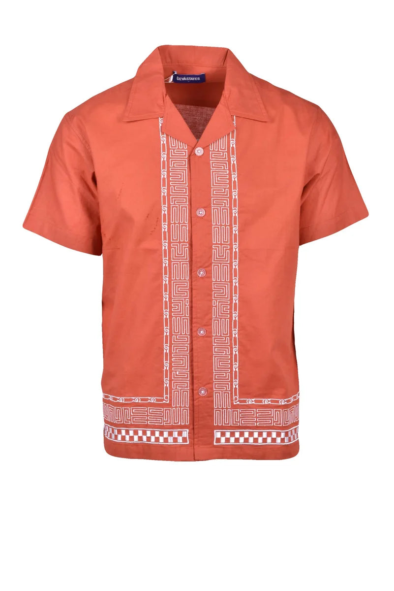 Brown Geometric Boxy Shirt