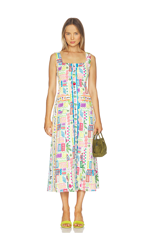 CeliaB Bunya Dress in White,Blue. XXS. Also in S