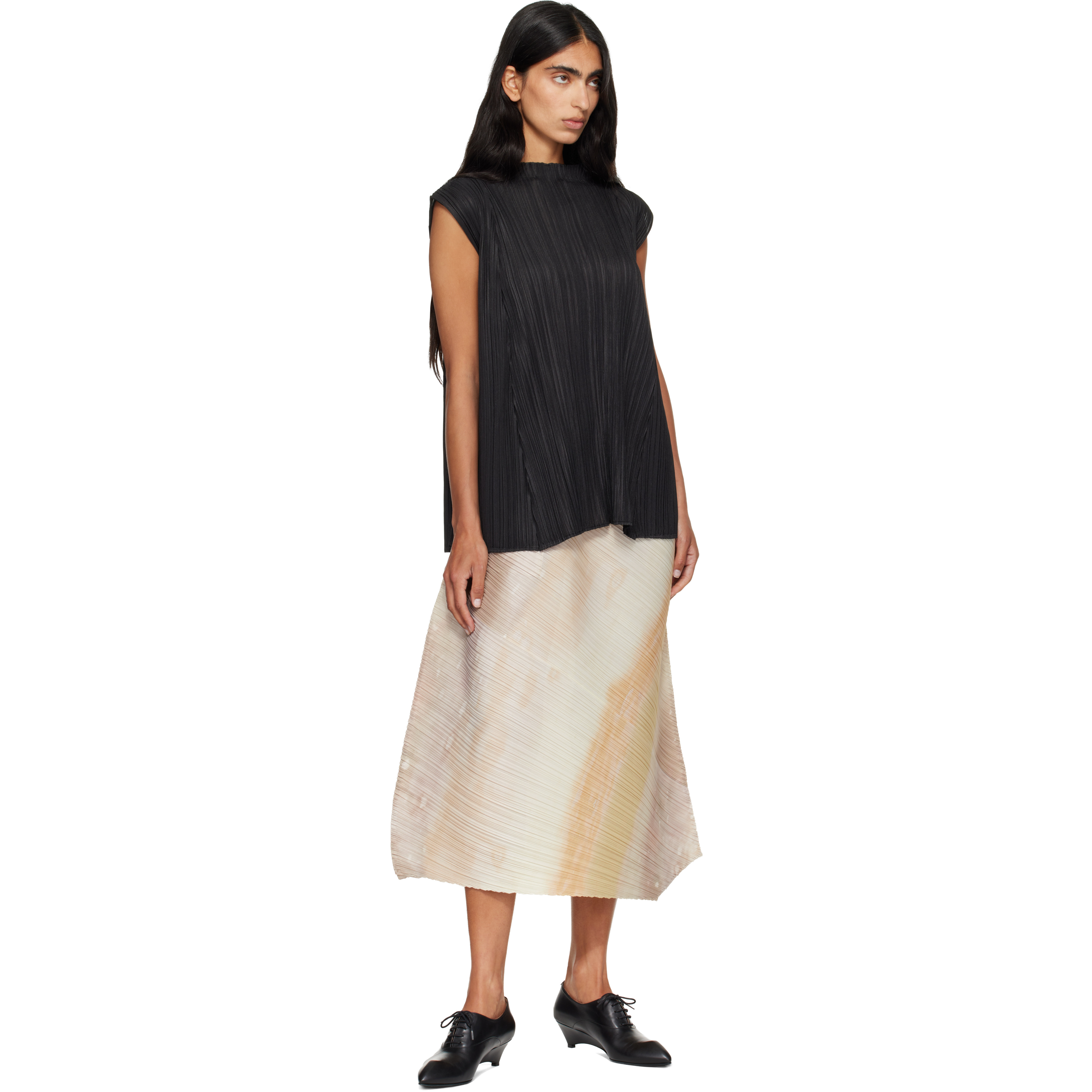 Black Mellow Pleats Top