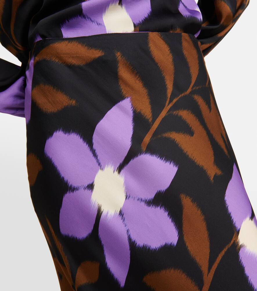 Velvet Printed satin wrap dress