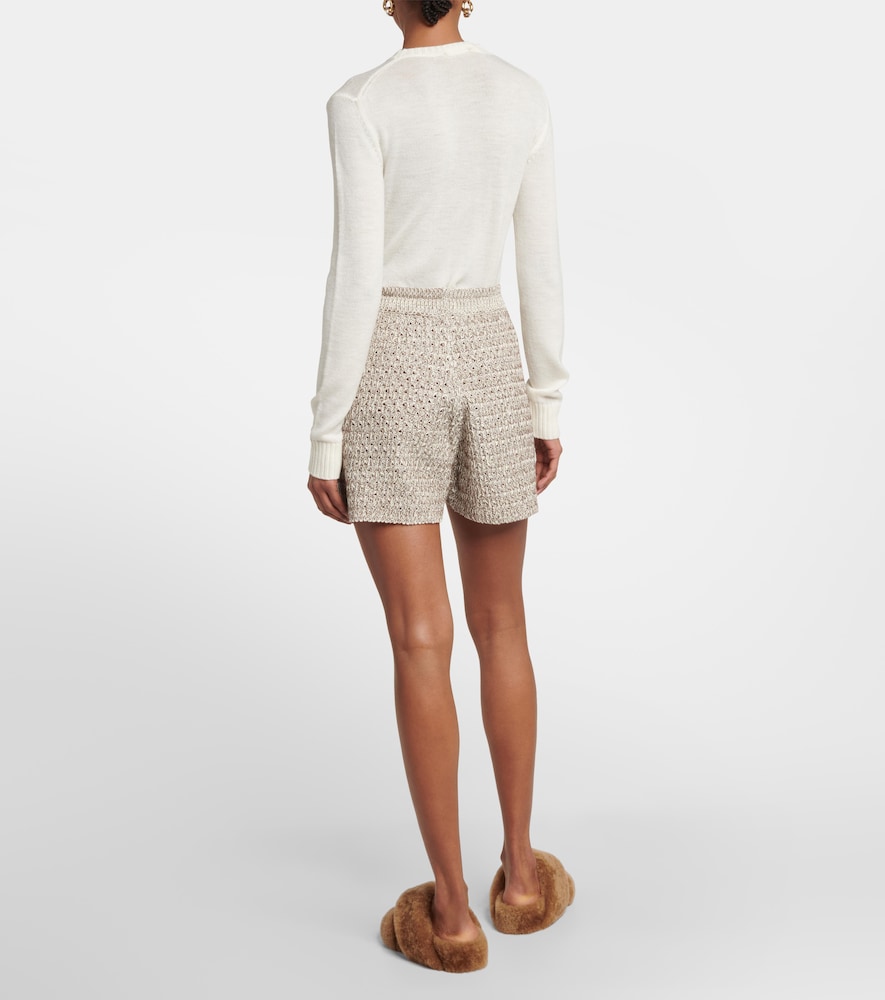Jil Sander Open-knit cotton-blend shorts