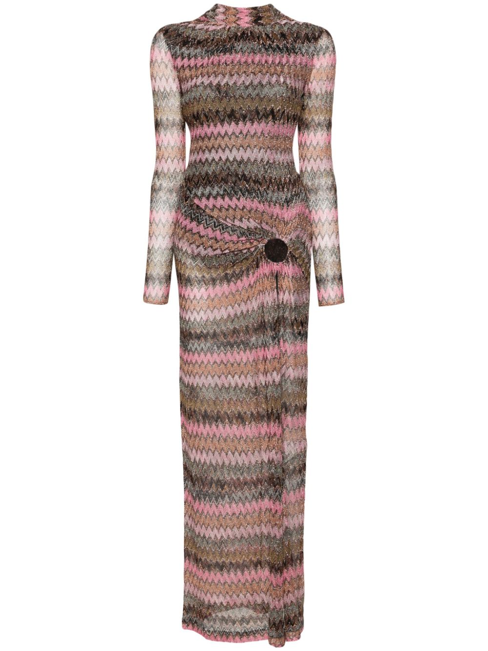 Cut-out chevron maxi dress - Pink