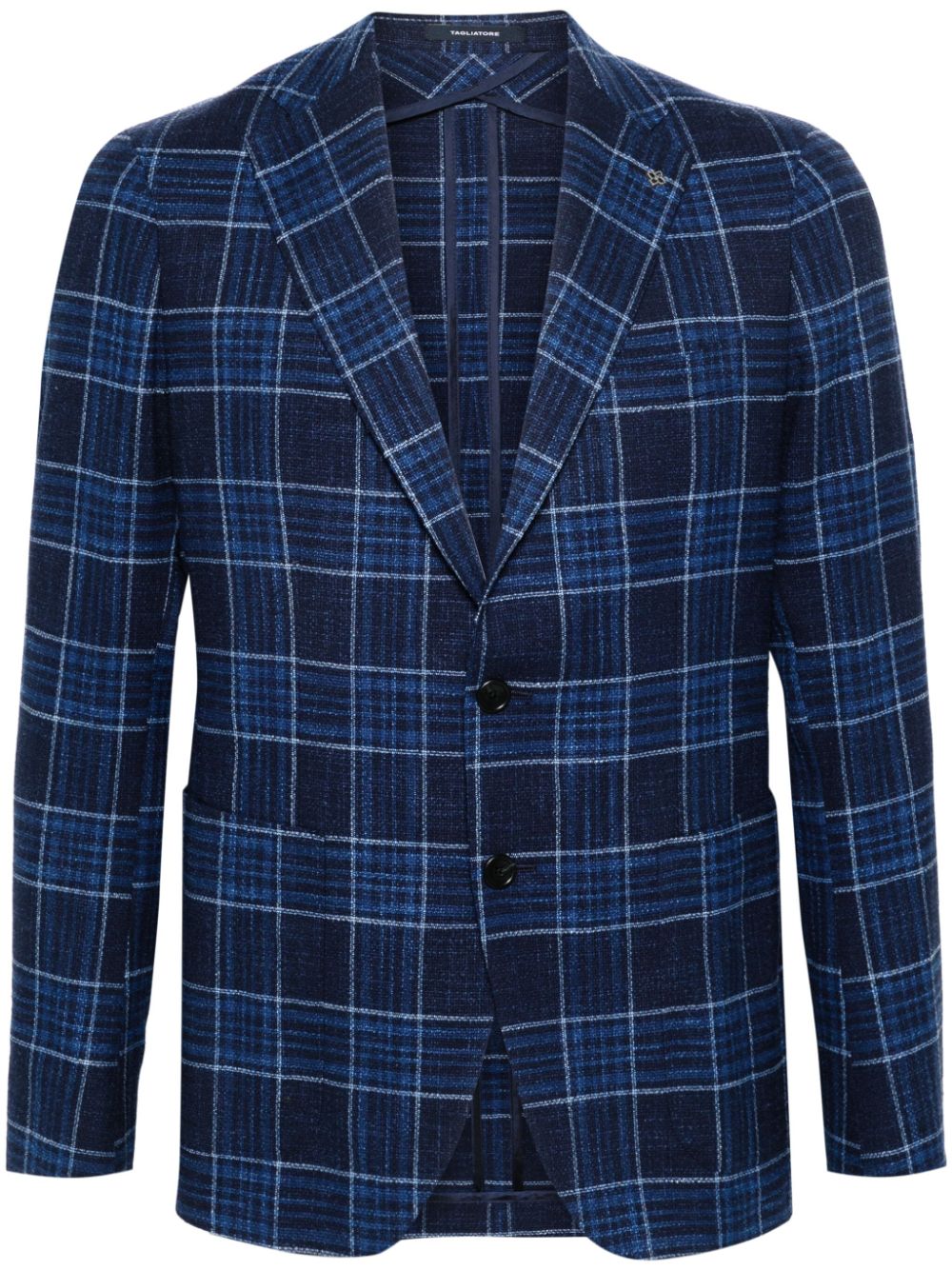 Check-pattern single-breasted blazer - Blue