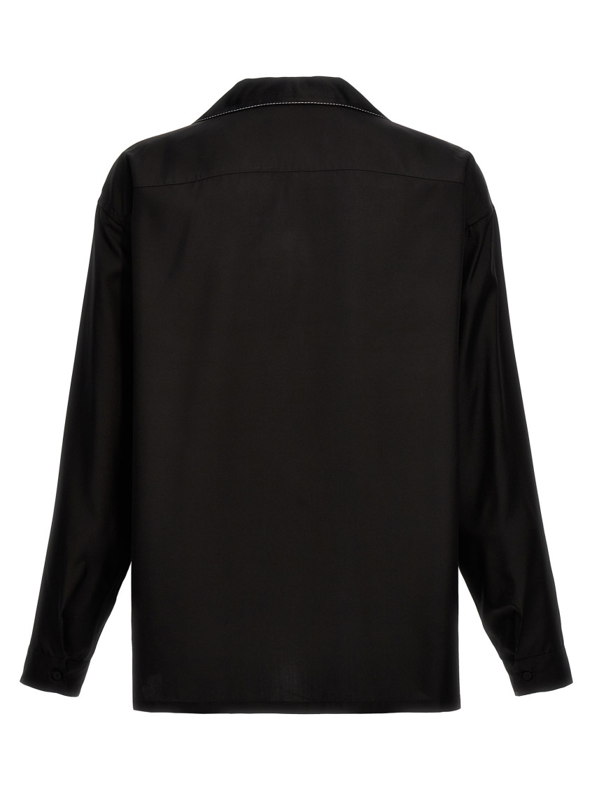 Contrasting-trim Button-up Pyjama Shirt