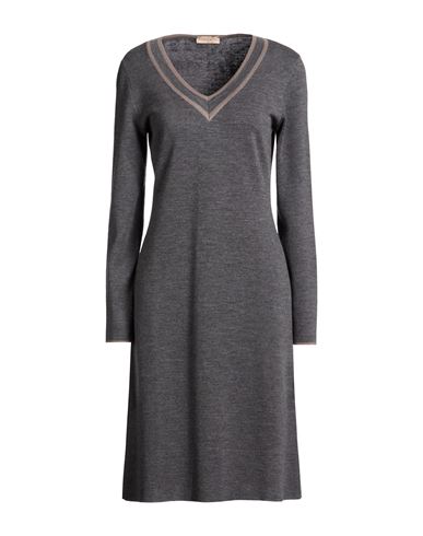 Woman Midi dress Lead Size 8 Merino Wool