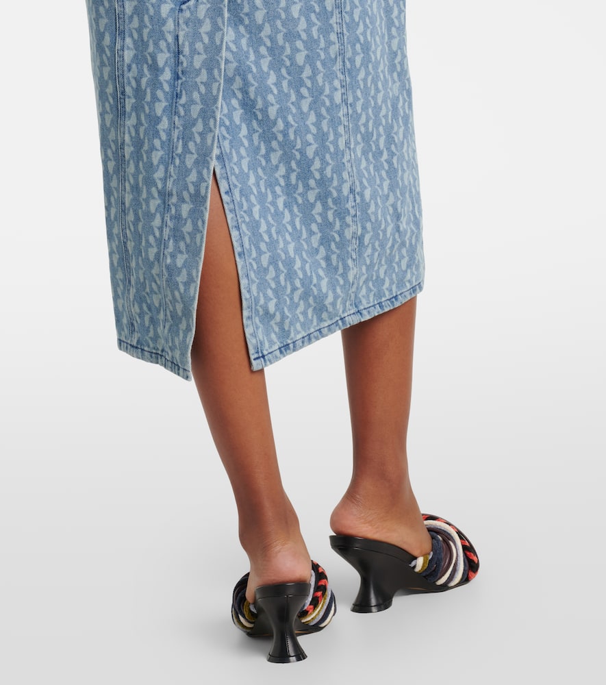Printed denim midi dress