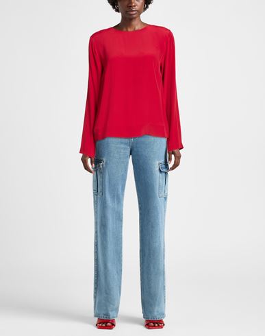 Woman Top Red Size 12 Acetate, Silk